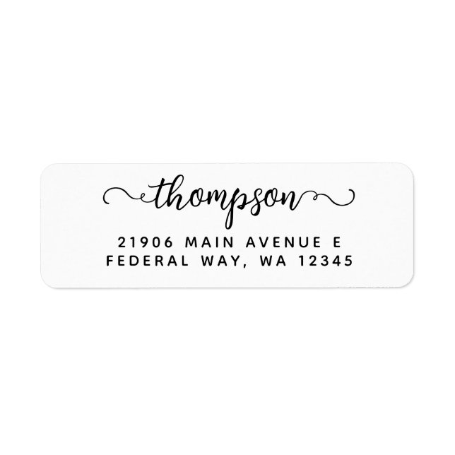 Modern Elegant Calligraphy Script Last Name Label (Front)