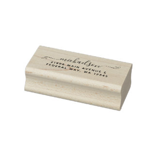 Modern Elegant Calligraphy Script Last Name Rubber Stamp