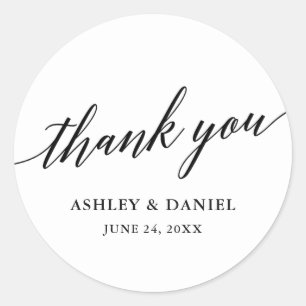 Modern Elegant Calligraphy Script Wedding Classic Round Sticker