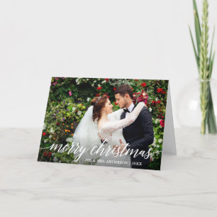 Modern Elegant Calligraphy Script Wedding Fold Holiday Card
