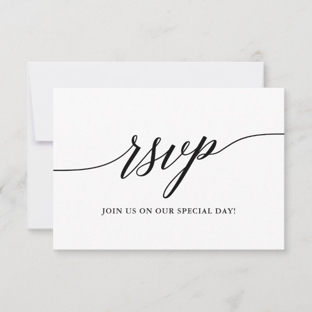 Modern Elegant Calligraphy Script Wedding RSVP Card (Front)