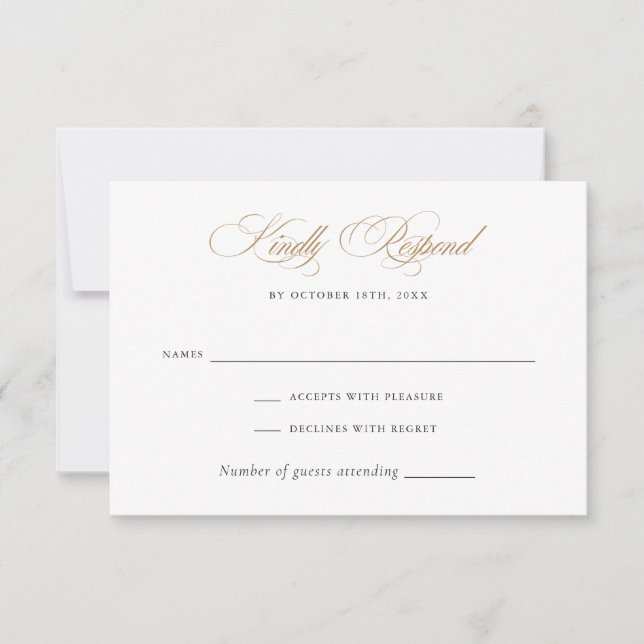 Modern Elegant Calligraphy Script Wedding RSVP Invitation (Front)