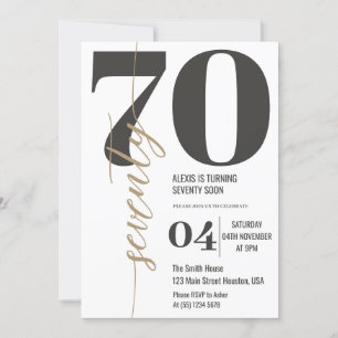 Modern Elegant Calligraphy SEVENTY 70th Birthday  Invitation