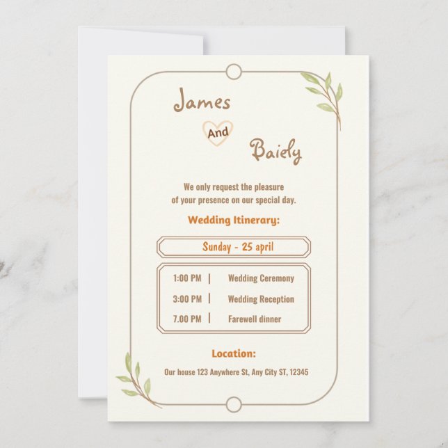 Modern Elegant Calligraphy Simple Wedding Invitation (Front)