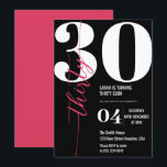 Modern Elegant Calligraphy Thirty 30th Birthday  Invitation<br><div class="desc">Turning 30 has never looked so good 🎉 Get the party started right with our Modern Elegant Calligraphy Pink and Black 30th Birthday Invitation. No basic invites here, only chic sophistication! #Turning30 #BirthdayCelebration Turning thirty deserves a celebration that is nothing less than grand. Announce your milestone birthday party with our...</div>