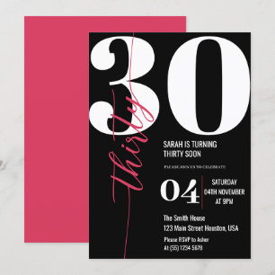 Modern Elegant Calligraphy Thirty 30th Birthday  Invitation