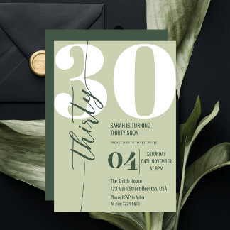 Modern Elegant Calligraphy Thirty 30th Birthday  Invitation