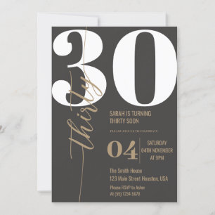 Modern Elegant Calligraphy Thirty 30th Birthday  Invitation