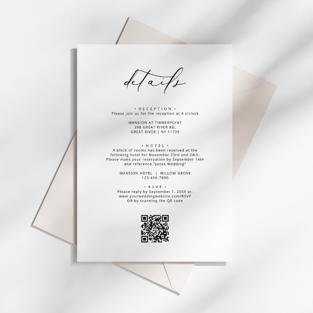 Modern Elegant Calligraphy Wedding Details Enclosure Card (Creator Uploaded)