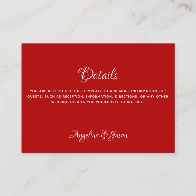 Modern Elegant Calligraphy Wedding Enclosure Card (Front)