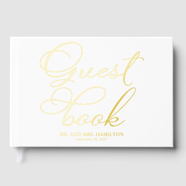 Modern Elegant Calligraphy Wedding Guest Book (Front)
