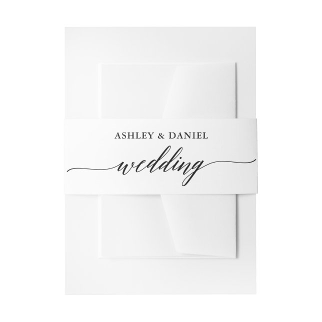 Modern Elegant Calligraphy Wedding Invitation Belly Band (Front Example)