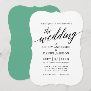 Modern Elegant Calligraphy Wedding Neo Mint Invitation
