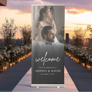 Modern Elegant Calligraphy Wedding Photo Welcome  Retractable Banner