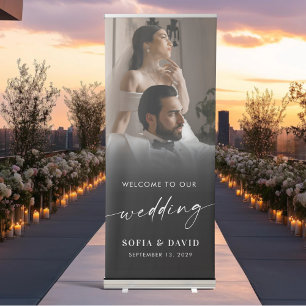 Modern Elegant Calligraphy Wedding Photo Welcome  Retractable Banner