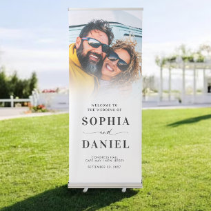 Modern Elegant Calligraphy Wedding Photo Welcome Retractable Banner