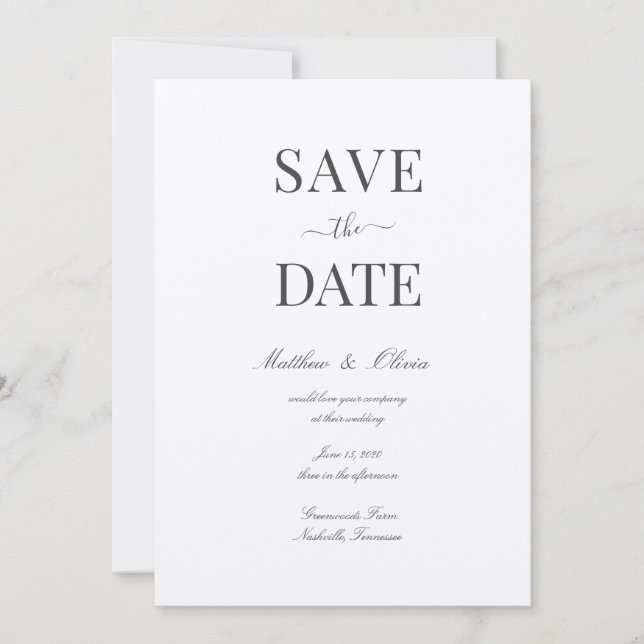 Modern Elegant Calligraphy Wedding Save The Date (Front)