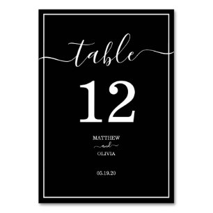 Modern Elegant Calligraphy Wedding Table Number