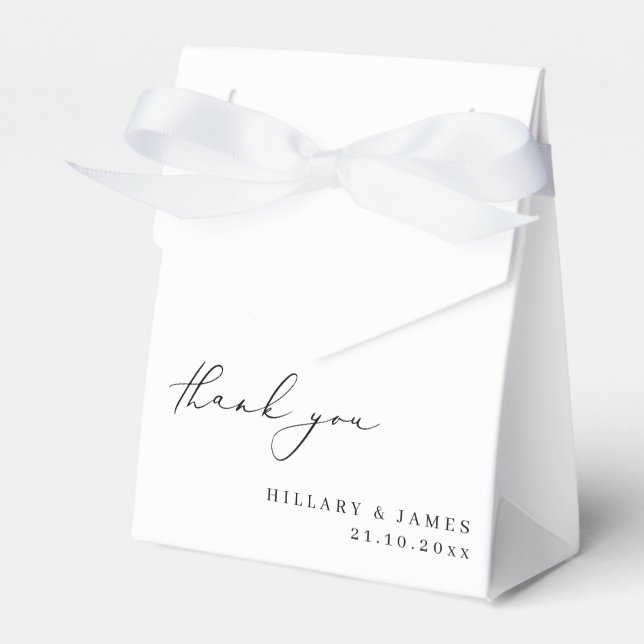 Modern Elegant Calligraphy Wedding thank you Favour Box (Front Side)