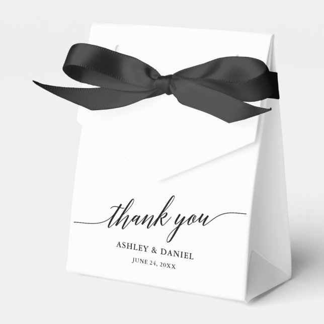 Modern Elegant Calligraphy Wedding Thank You Favour Box (Front Side)