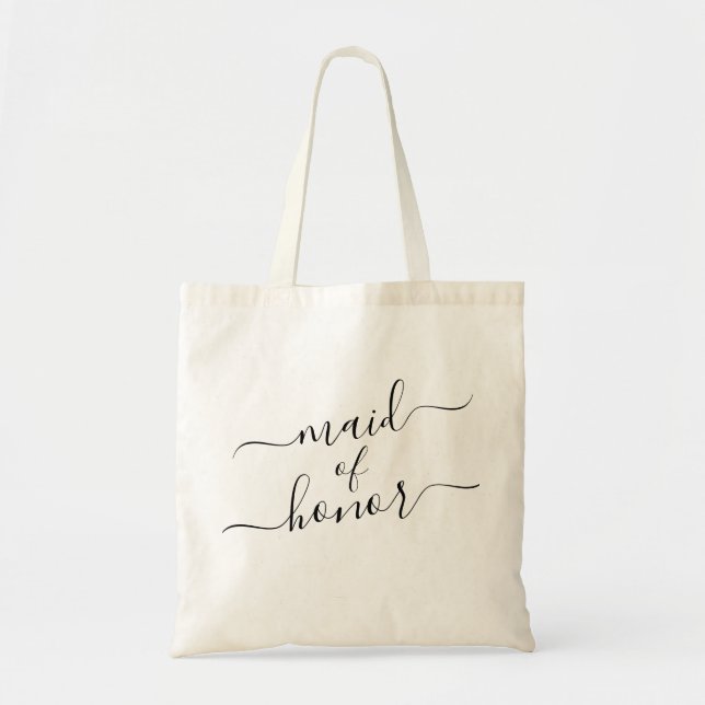 Modern Elegant Calligraphy Wedding Tote Bag (Front)
