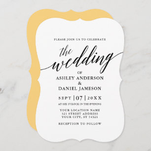 Modern Elegant Calligraphy Wedding Yellow Invitation