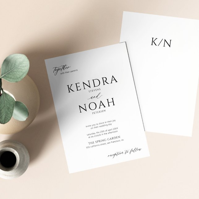Modern elegant calligraphy white and black wedding invitation (Creator Uploaded)