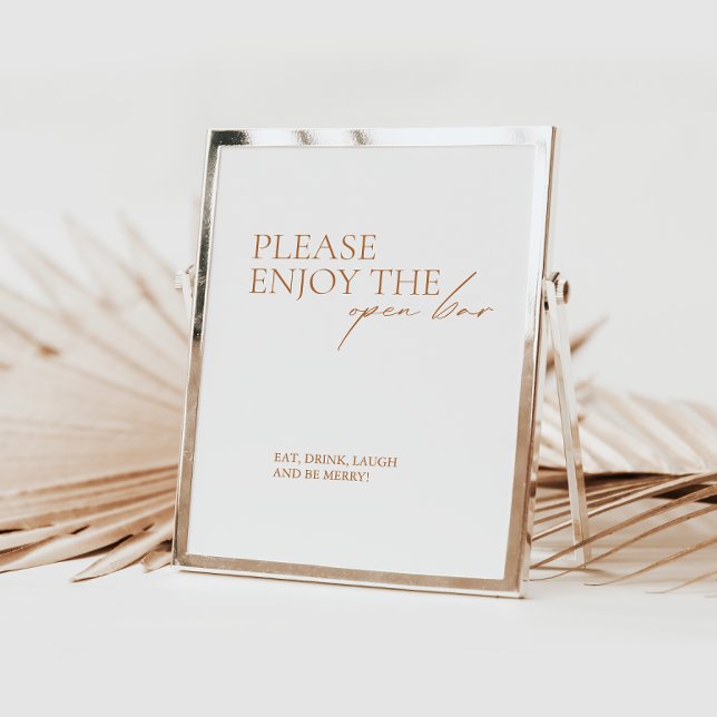 Modern Elegant Calligraphy White Open Bar Sign (Creator Uploaded)