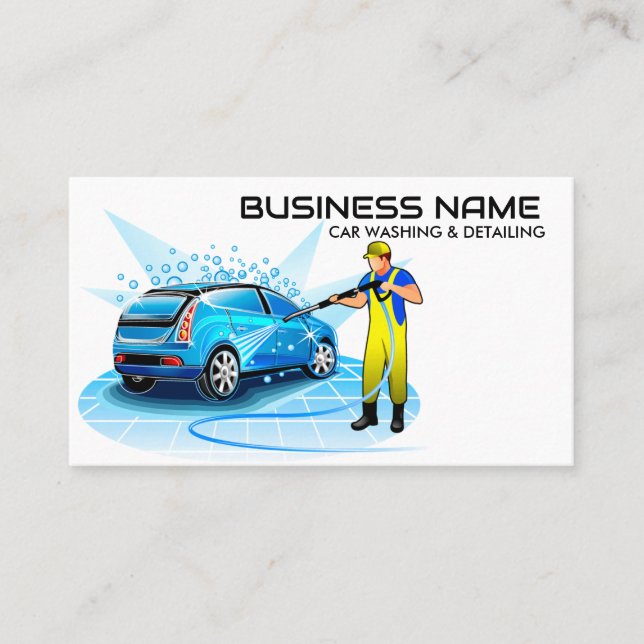 Modern Elegant | Car Wash & Auto Detailing QR Code Business Card (Front)