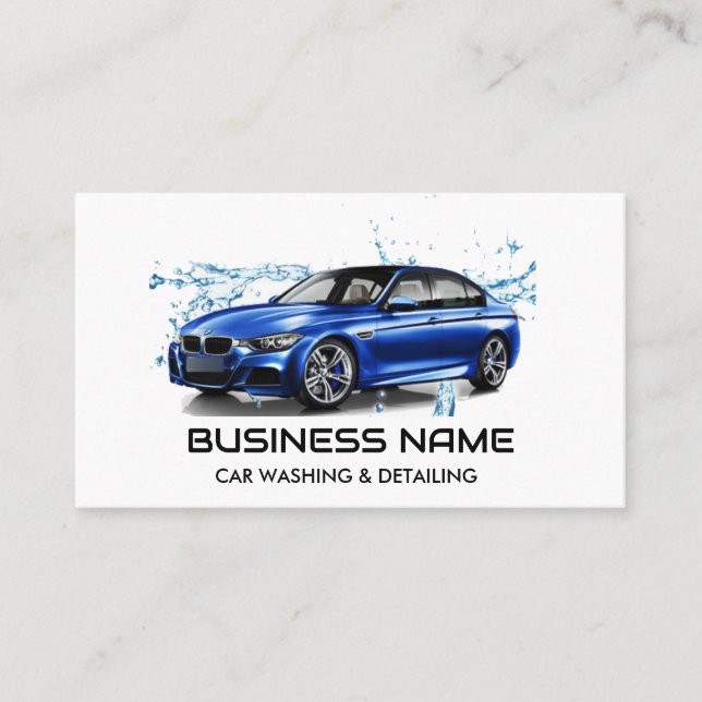 Modern Elegant | Car Wash & Auto Detailing QR Code Business Card (Front)