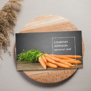 Modern Elegant Carrots Photo Personal Chef Business Card