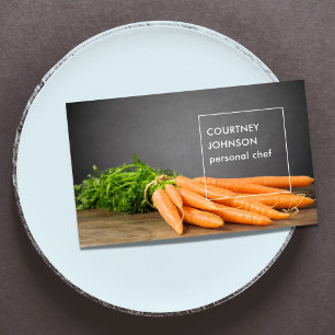 Modern Elegant Carrots Photo Personal Chef Business Card