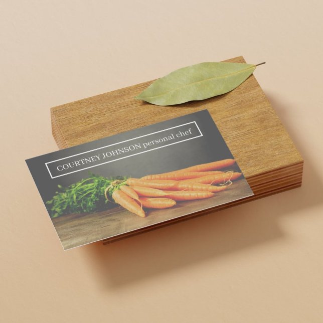 Modern Elegant Carrots Photo Personal Chef Business Card (Creator Uploaded)