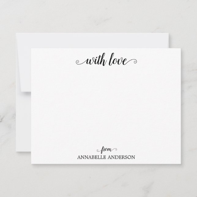 Modern Elegant Casual With Love Black Script Card (Front)