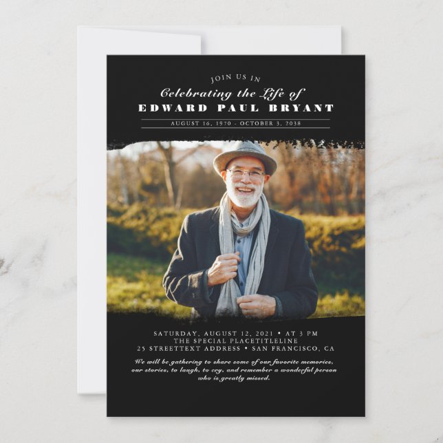 Modern Elegant Celebration of Life Funeral Photo I Invitation (Front)