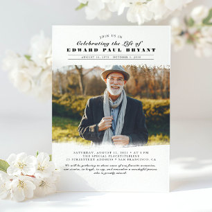 Modern Elegant Celebration of Life Funeral Photo Invitation
