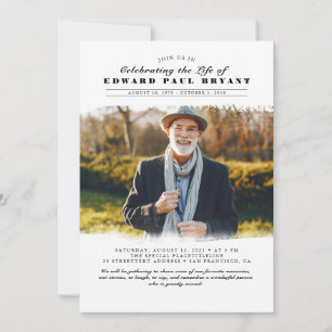 Modern Elegant Celebration of Life Funeral Photo Invitation