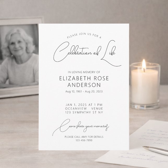 Modern Elegant Celebration of Life Invitation (Creator Uploaded)
