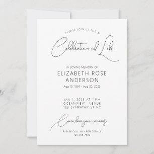Modern Elegant Celebration of Life Invitation