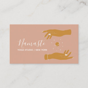 Modern Elegant Celestial Hands Yoga  Business Card