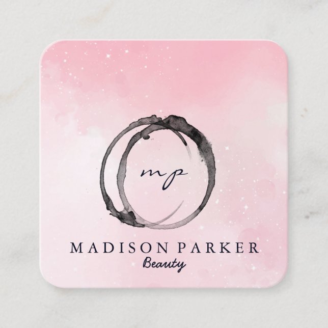 Modern Elegant Champagne Abstract Beauty Stylist S Square Business Card (Front)