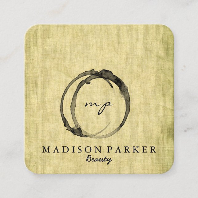Modern Elegant Champagne Abstract Beauty Stylist S Square Business Card (Front)