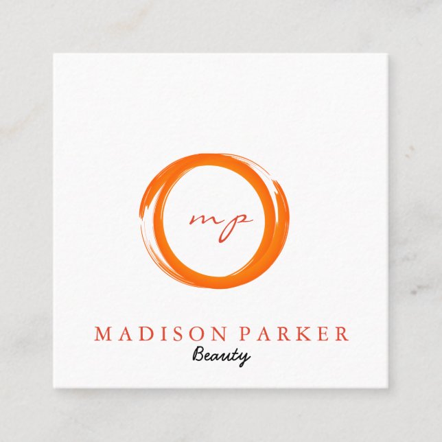 Modern Elegant Champagne Abstract Beauty Stylist Square Business Card (Front)