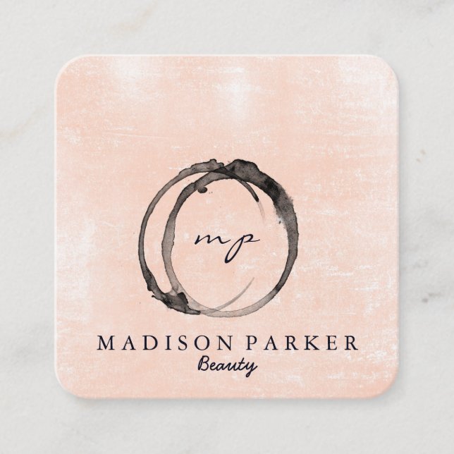 Modern Elegant Champagne Abstract Beauty Stylist  Square Business Card (Front)