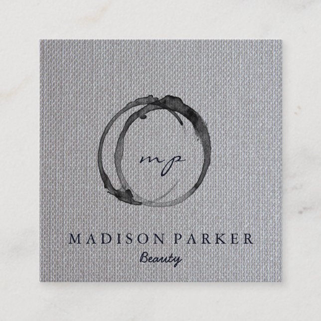 Modern Elegant Champagne Abstract Beauty Stylist Square Business Card (Front)