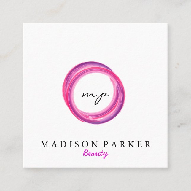 Modern Elegant Champagne Abstract Beauty Stylist Square Business Card (Front)