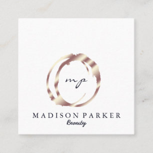 Modern Elegant Champagne Abstract Beauty Stylist Square Business Card