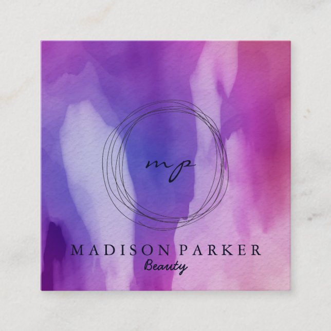 Modern Elegant Champagne Abstract Beauty Stylist Square Business Card (Front)