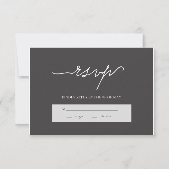 Modern Elegant Charcoal Wedding RSVP (Front)