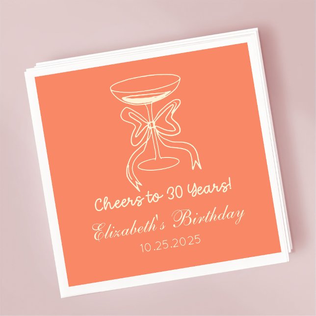 Modern Elegant Cheers to 30 years Birthday Napkins (Creator Uploaded)